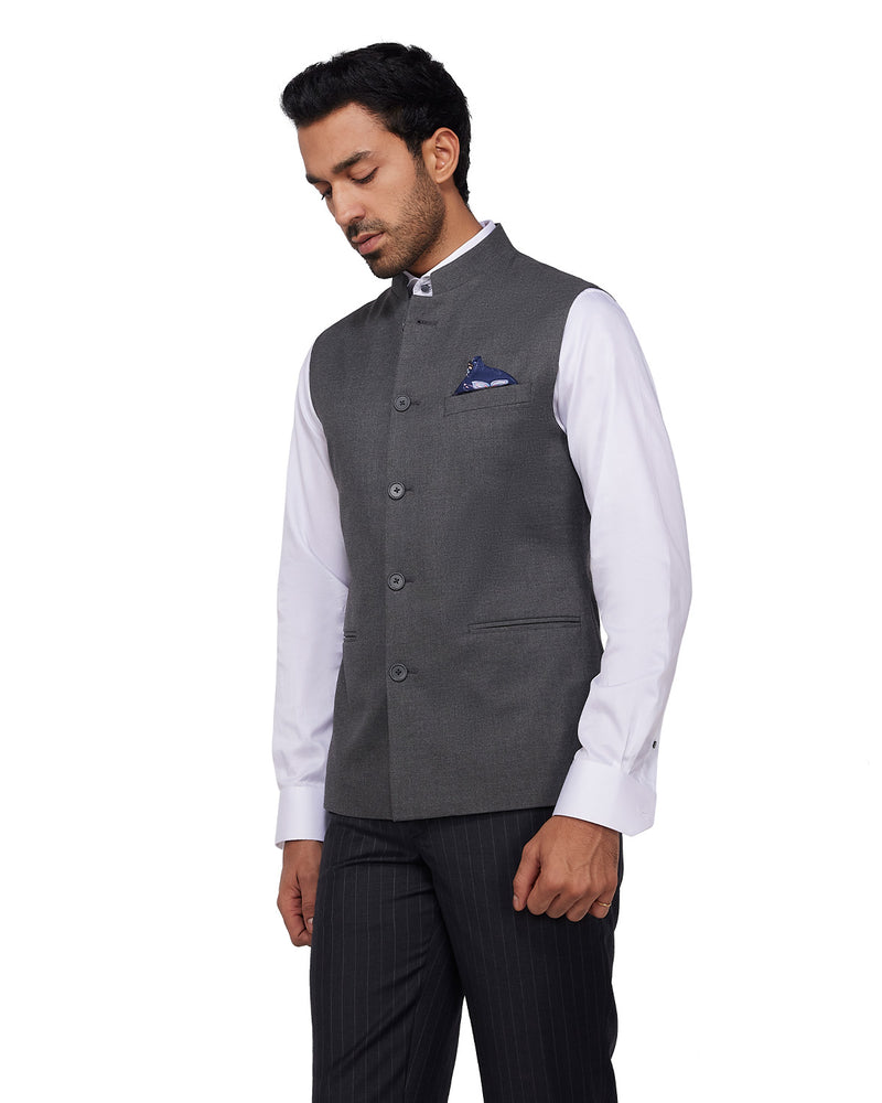Opal Stretch Nehru Jacket - Grey