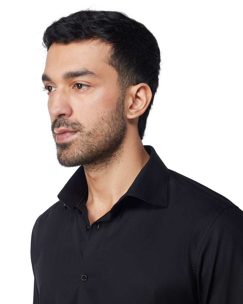 Black Smooth Cotton Poplin Shirt