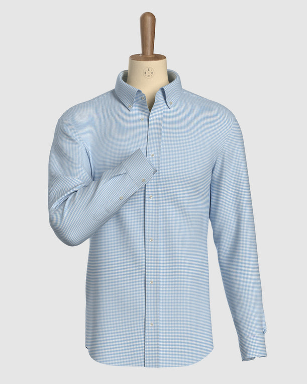 Gingham Checked Shirt - Light Blue & White