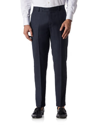 Veritas Merino Wool Herringbone Dress Pants - Blue