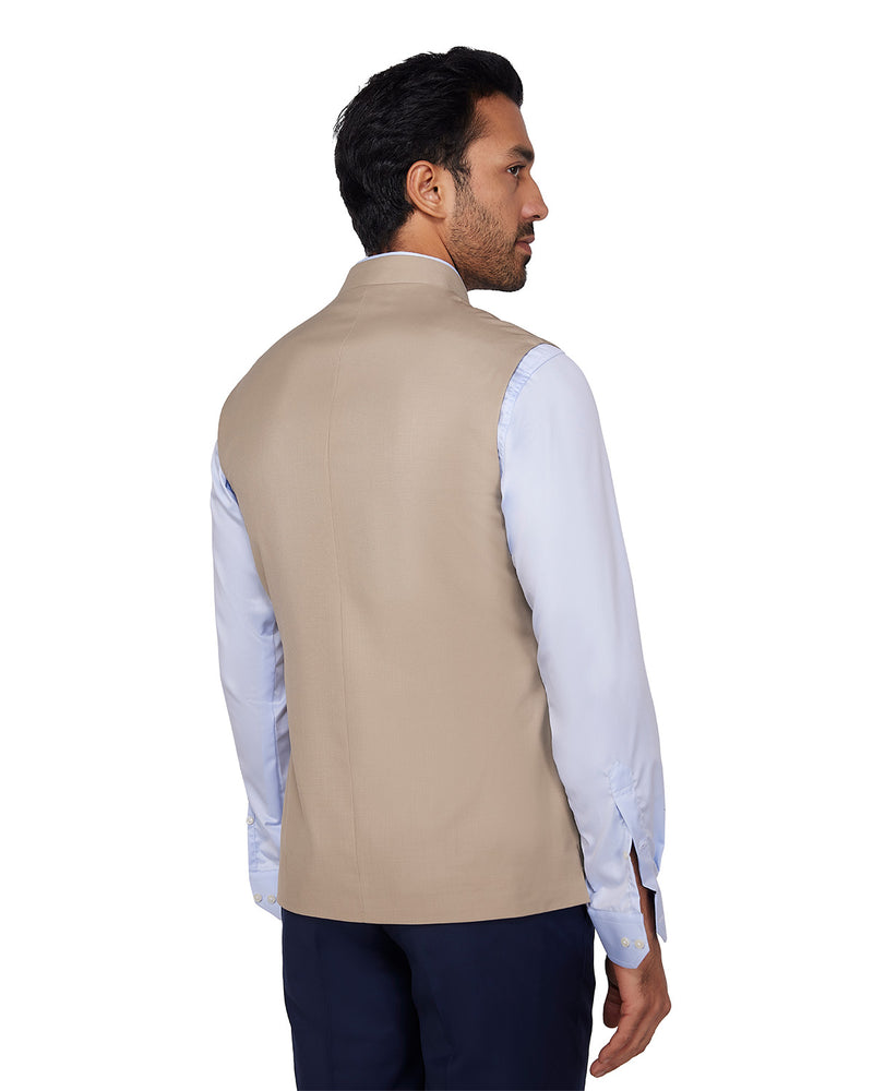 Cresta Blended Wool Nehru Jacket - Beige