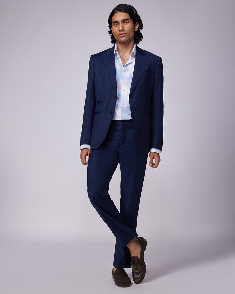 Exquisite Blended Wool Dress Pants - Navy