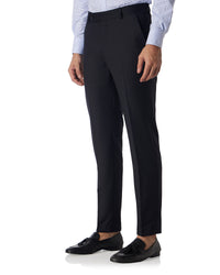 Veritas Merino Wool Herringbone Dress Pants - Black