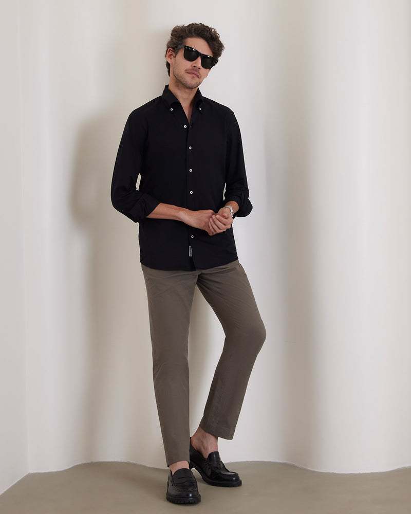 Black Stretch Knit Shirt