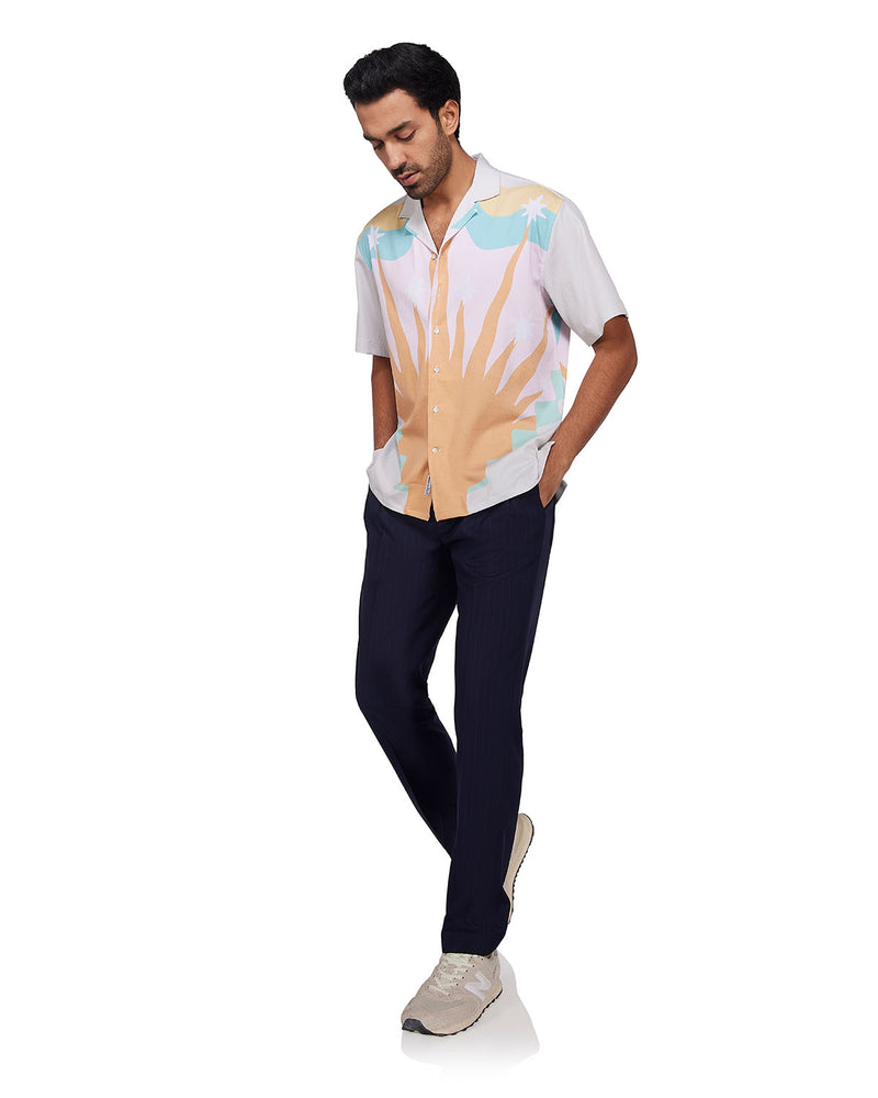 Orange Ember Printed Seersucker Shirt