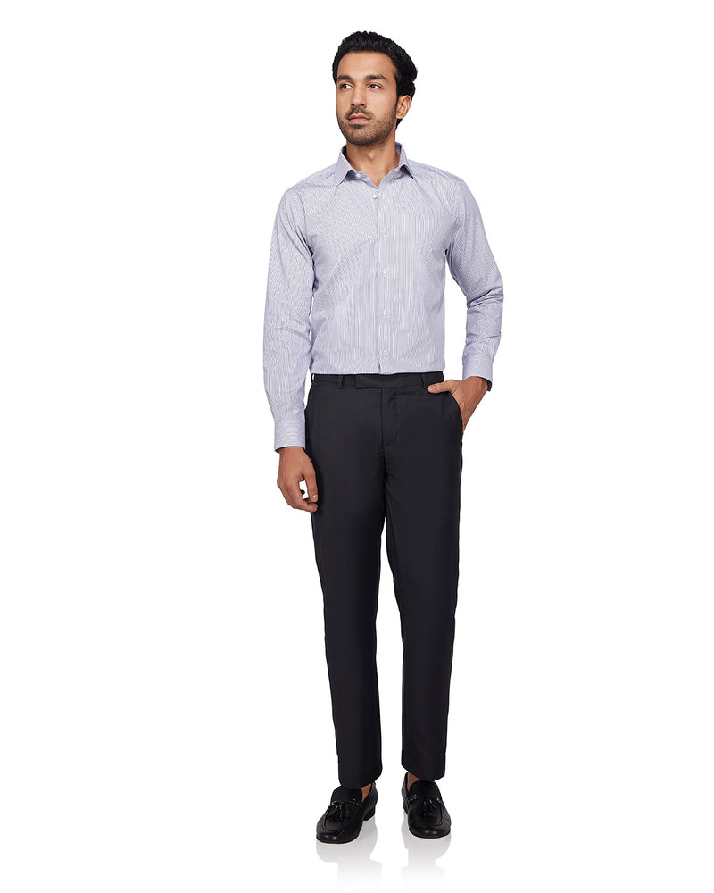 Blue & White Poplin Striped Shirt