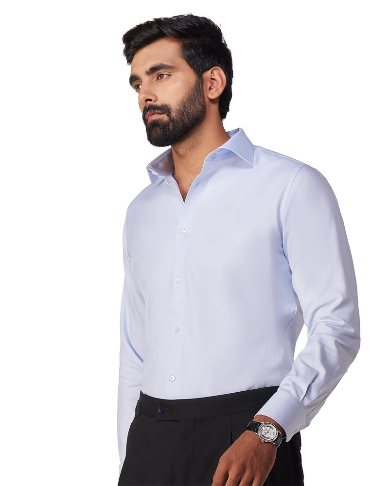 Blue Cotton Dobby Shirt
