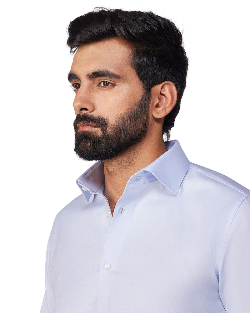 Blue Cotton Dobby Shirt