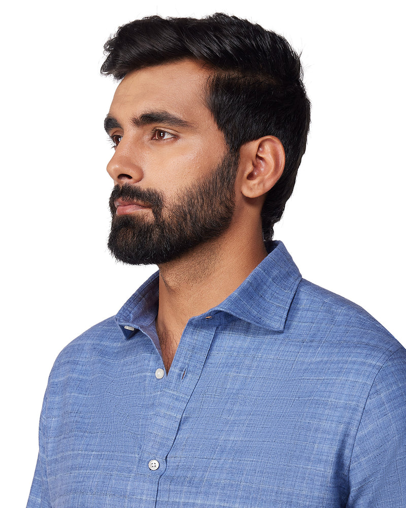Blue Brushed Dobby Shirt