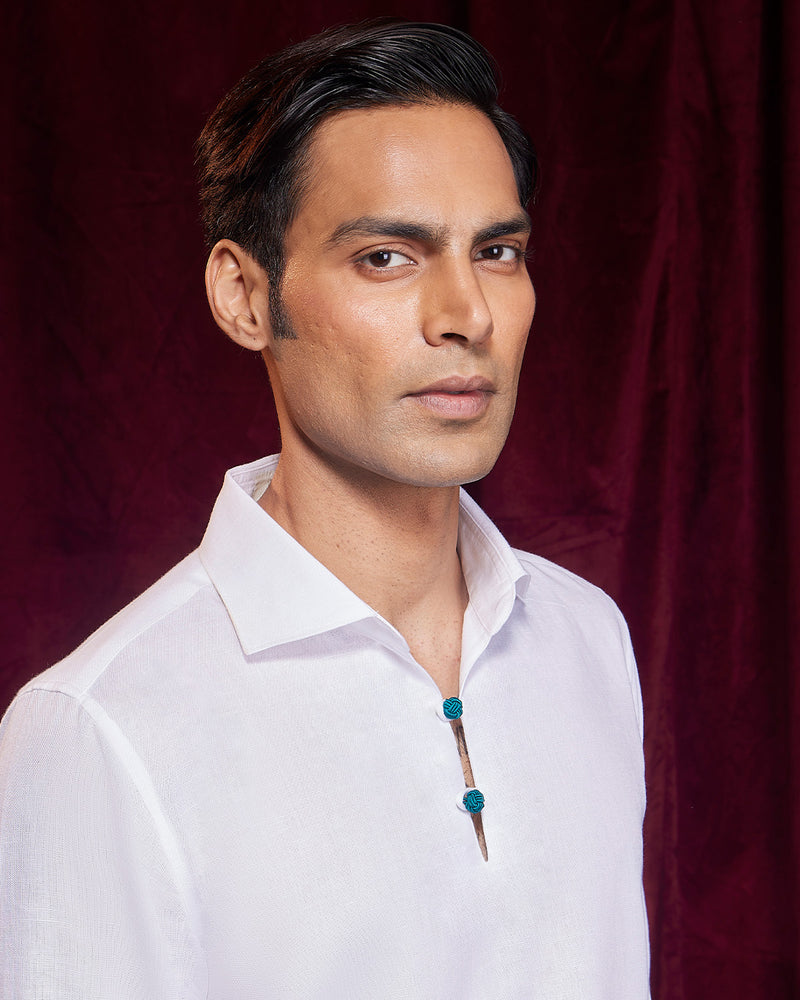 BSC x ALB | Riviera Cotton Linen Popover Shirt - White