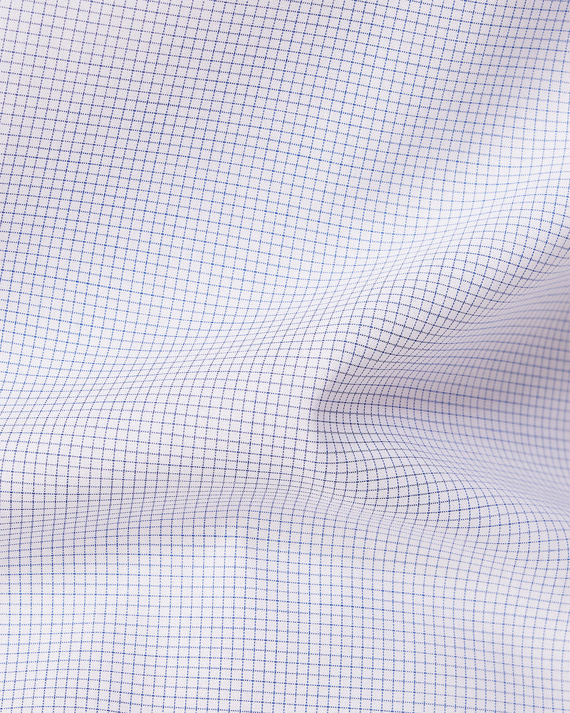 Blue & White Micro-Checked Shirt