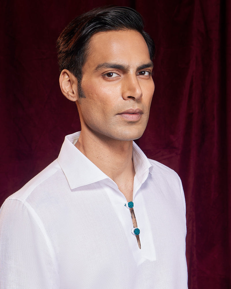 BSC x ALB | Riviera Cotton Linen Popover Shirt - White