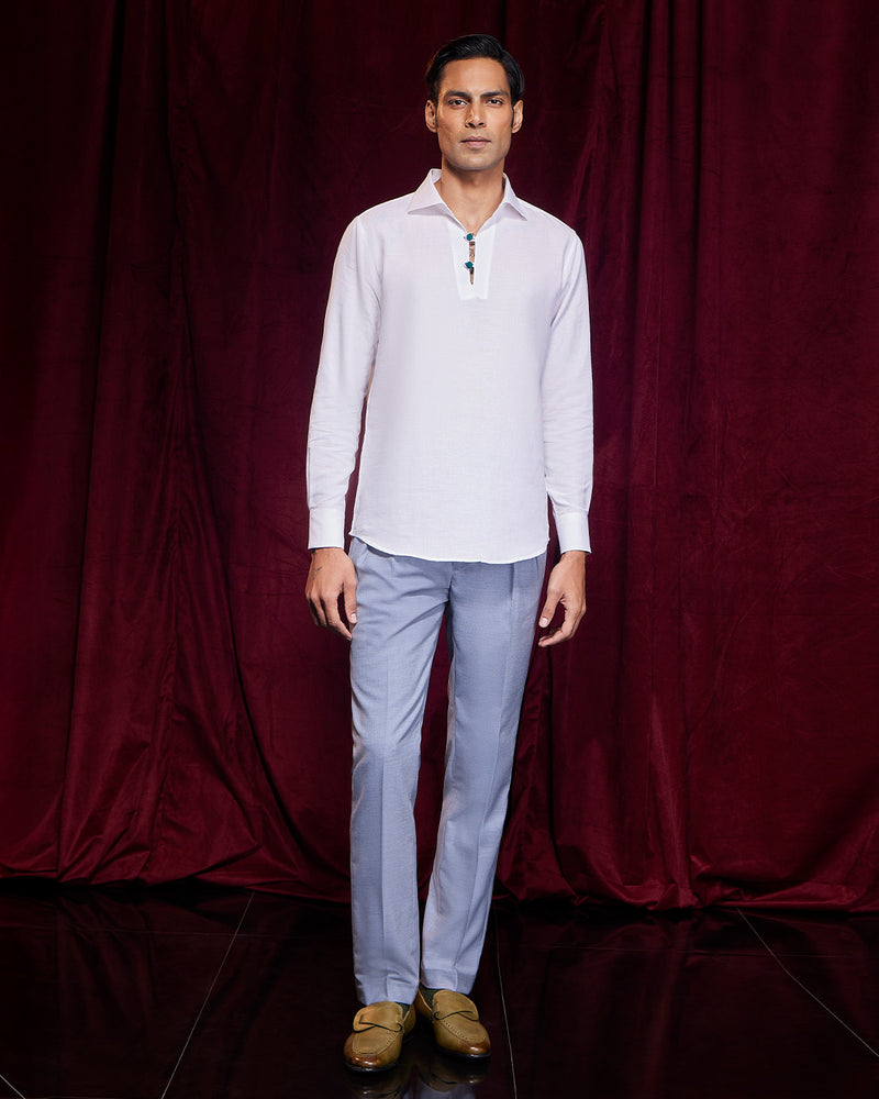 BSC x ALB | Riviera Cotton Linen Popover Shirt - White