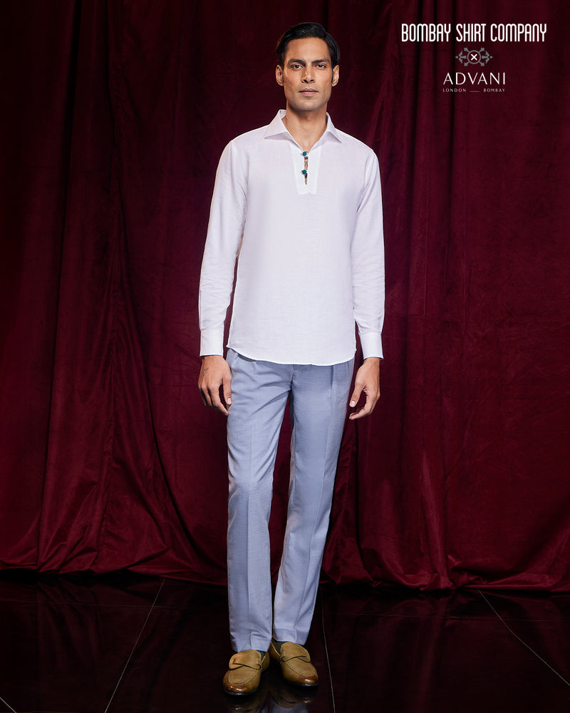 BSC x ALB | Riviera Cotton Linen Popover Shirt - White
