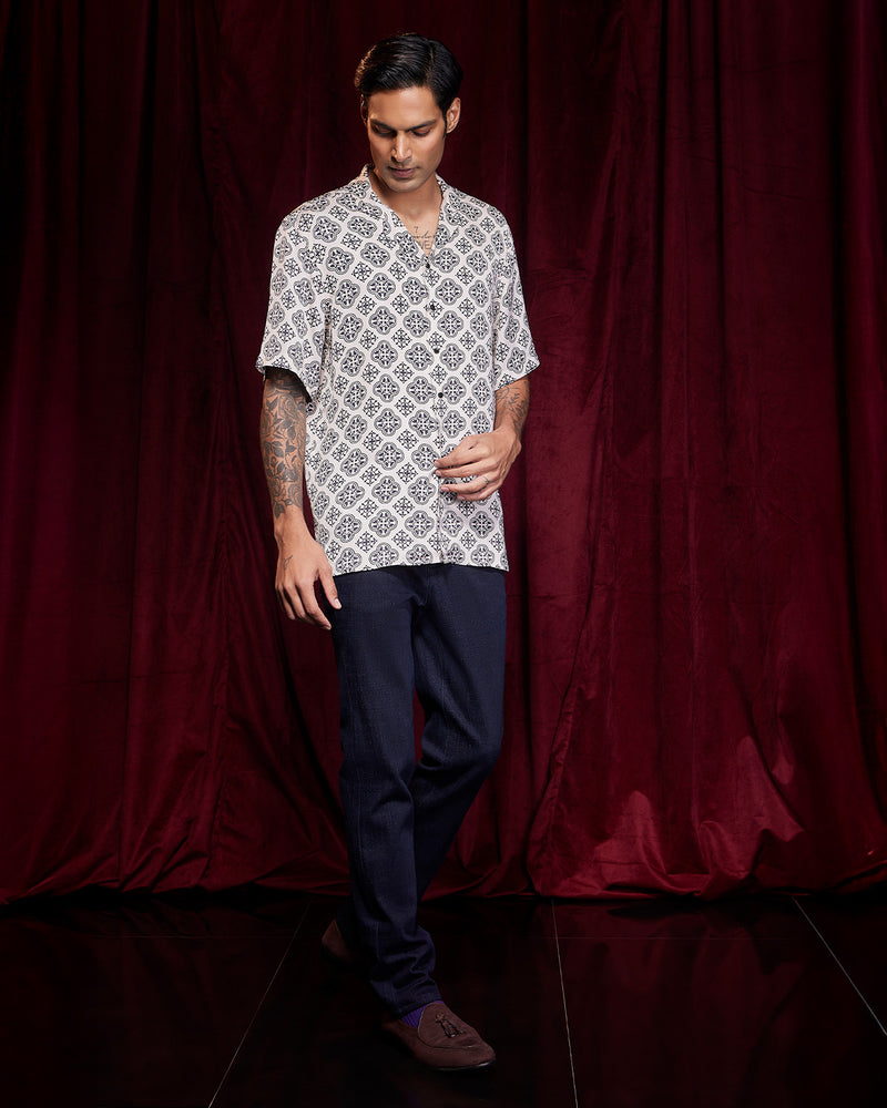BSC x ALB | Sidecar Vegan Silk Half-Sleeve Shirt - Cream