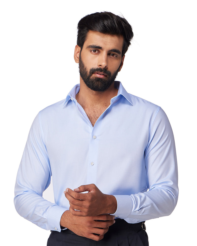 Light Blue Circular Dobby Shirt