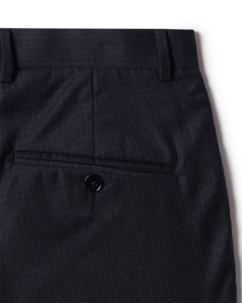 Veritas Merino Wool Checked Dress Pants - Dark Grey