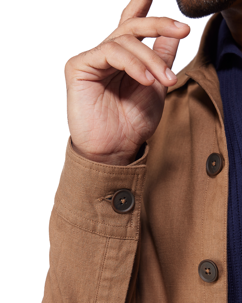 Aven Cotton Linen Shacket - Light Khaki