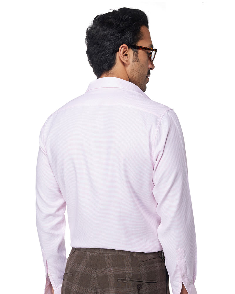 Pink & White Cotton Dobby Shirt