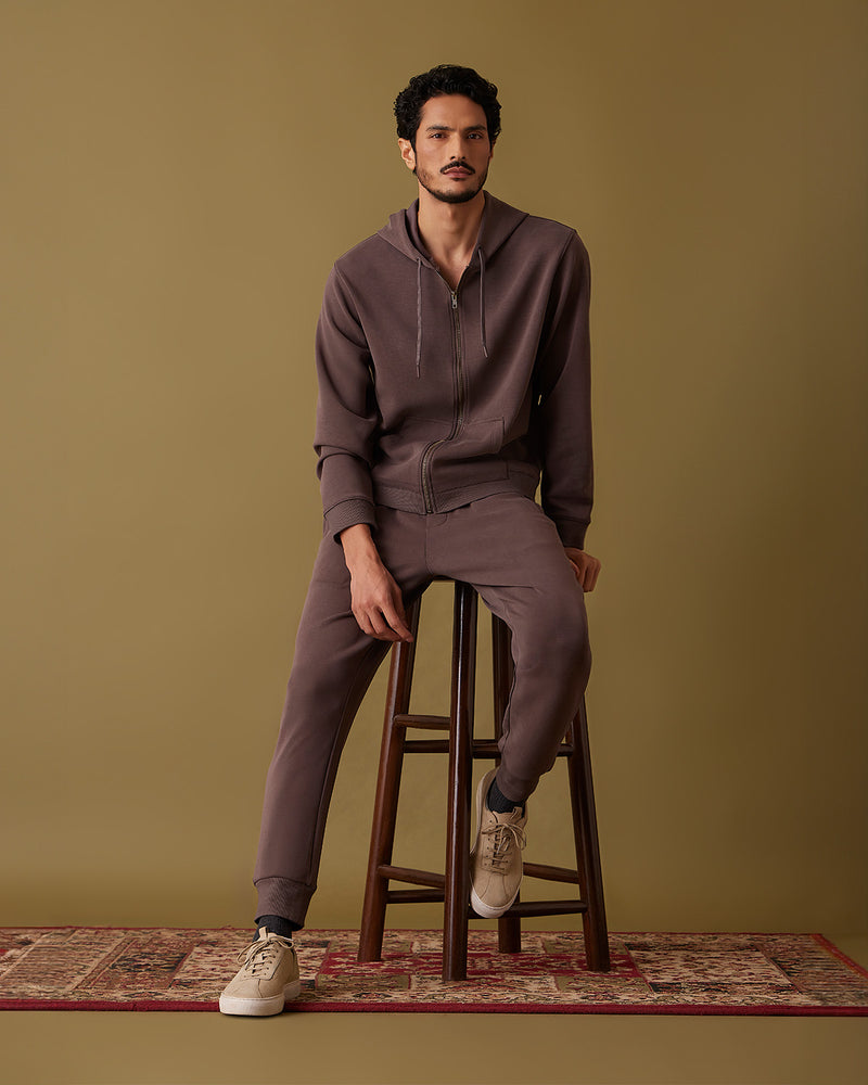 Luxe Journey Zipper Hoodie - Brown