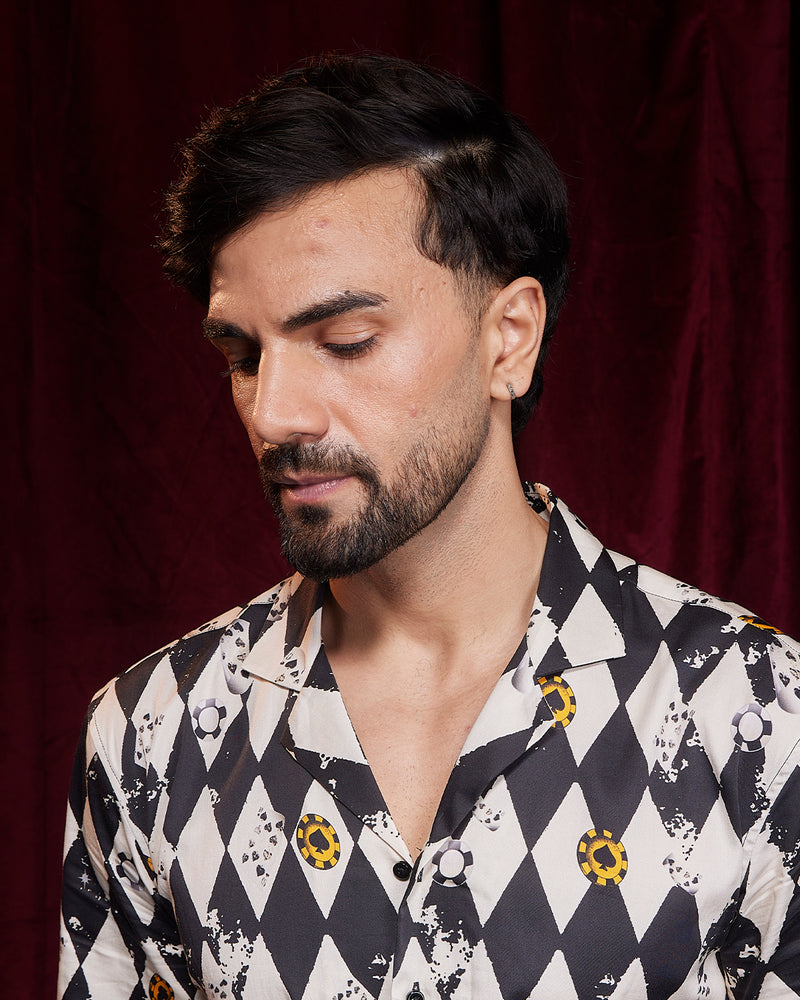 Black & White Casino Printed Shirt