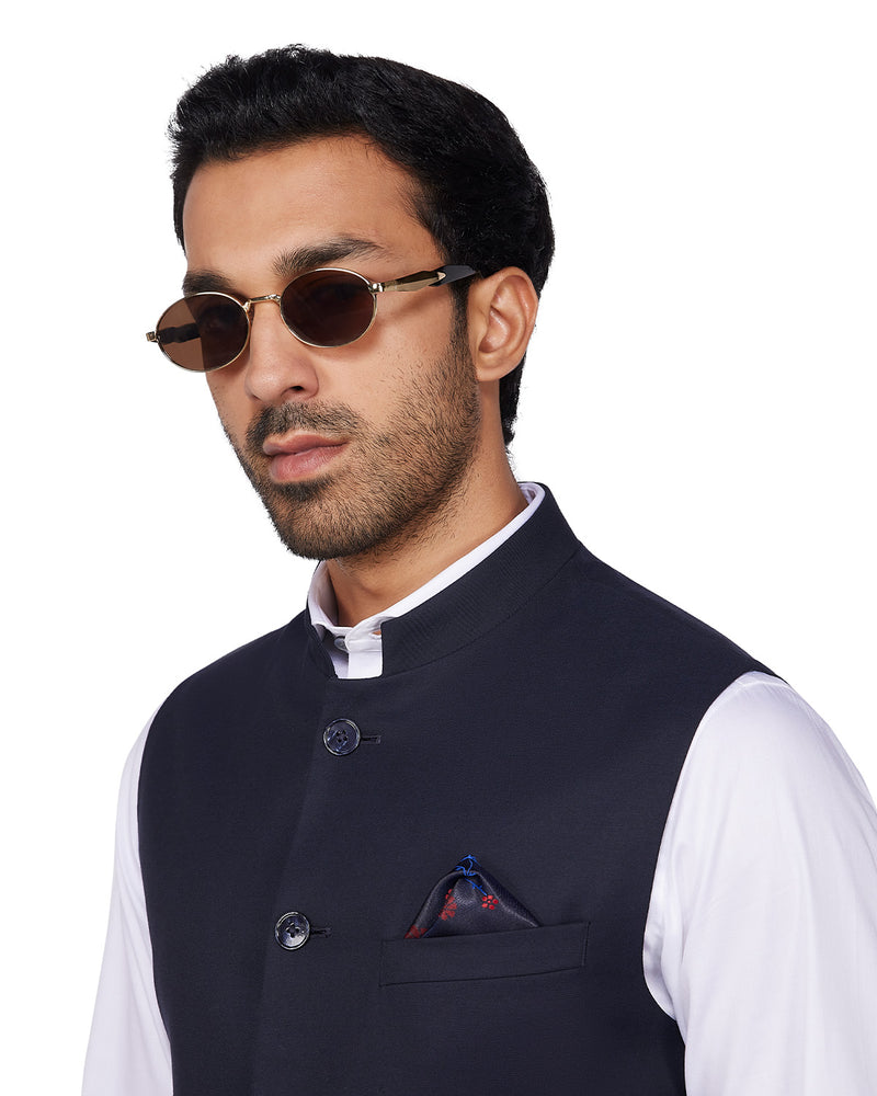 Paramount Stretch Nehru Jacket - Navy