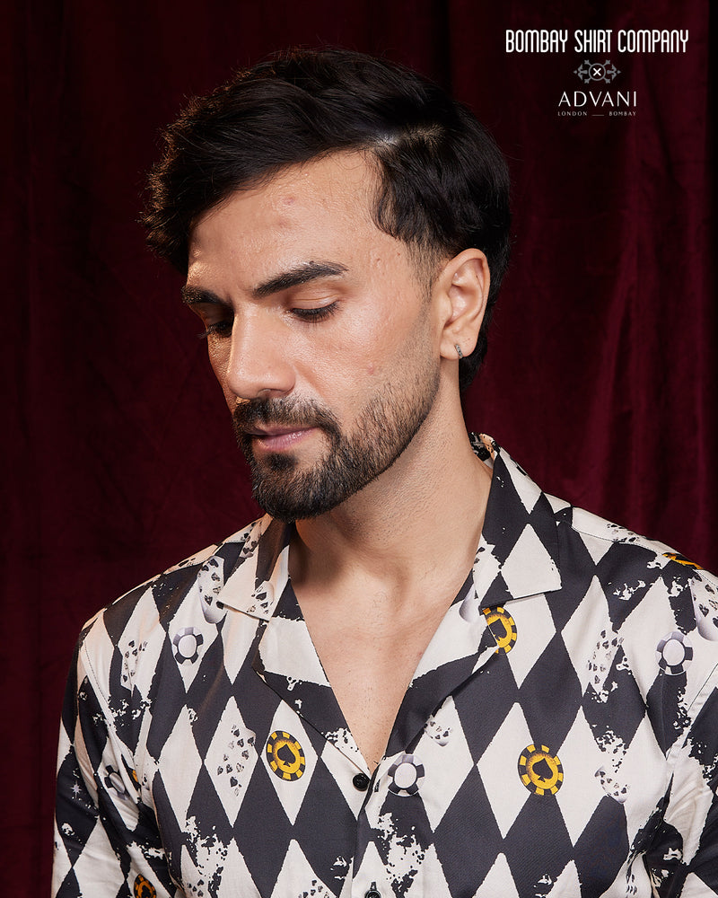 Black & White Casino Printed Shirt