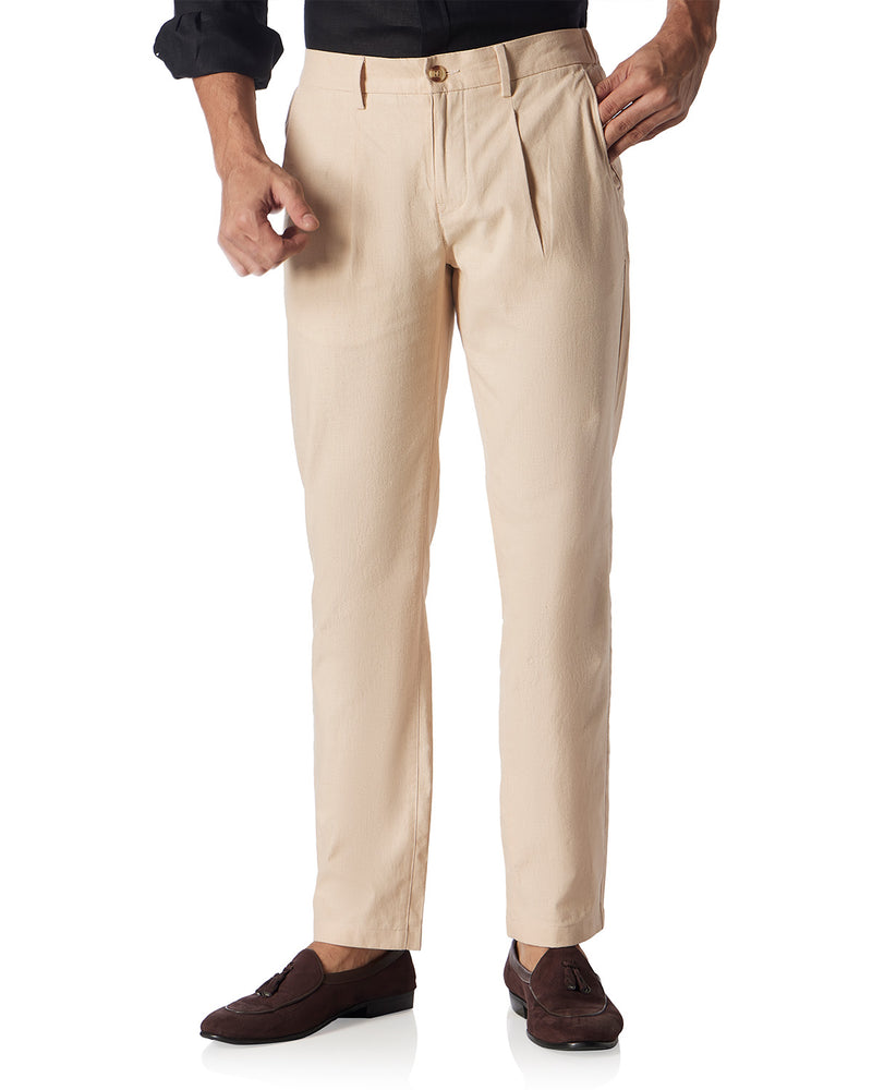 Palmscape Cotton Linen Pants - Ecru