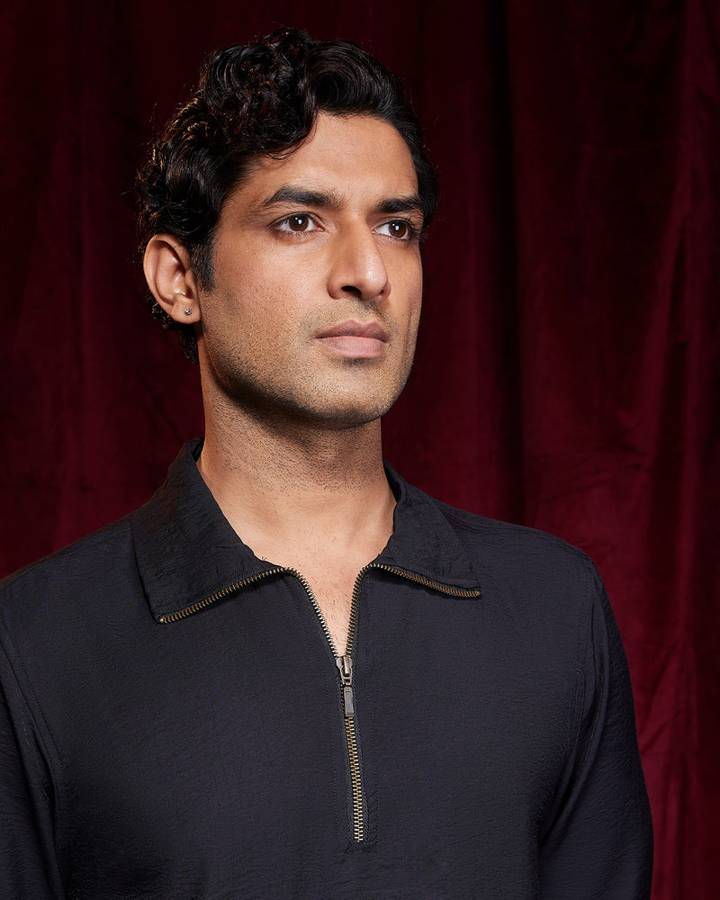 BSC x ALB | Solstice High-Neck Zipper Shirt - Black