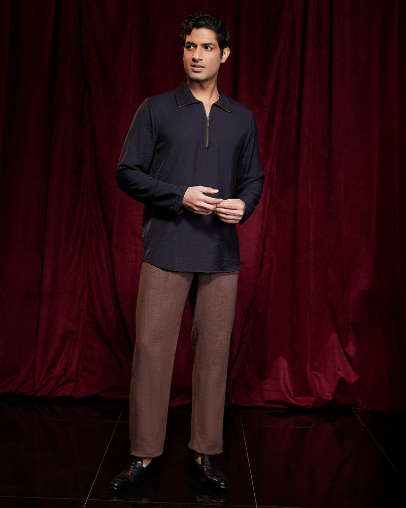 BSC x ALB | Solstice High-Neck Zipper Shirt - Black