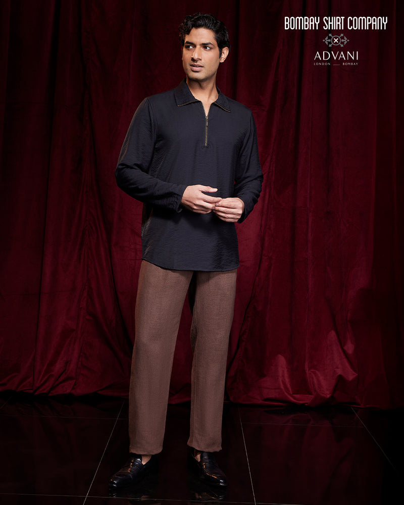 BSC x ALB | Solstice High-Neck Zipper Shirt - Black