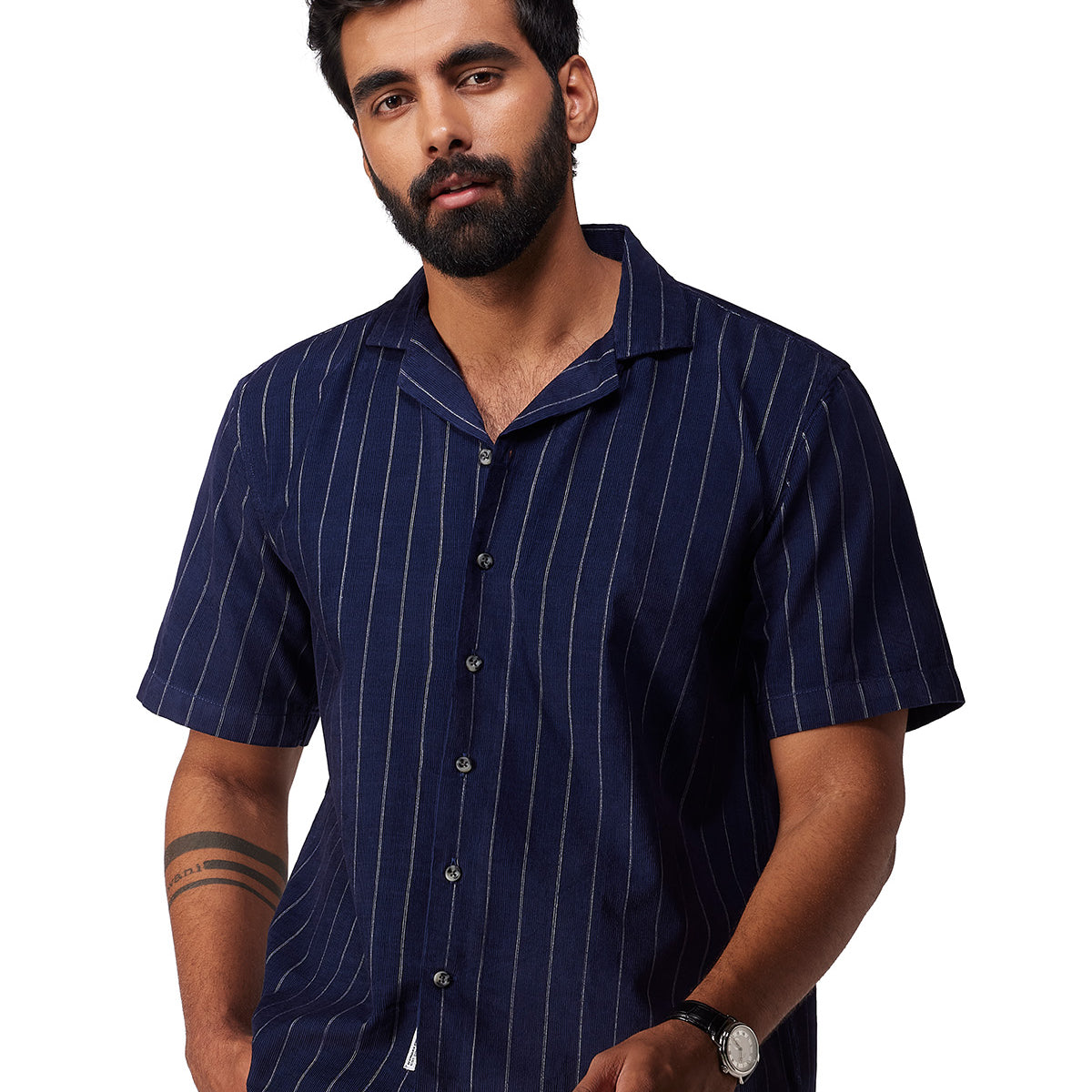 Navy Corduroy Striped Shirt – Bombay Shirt Company