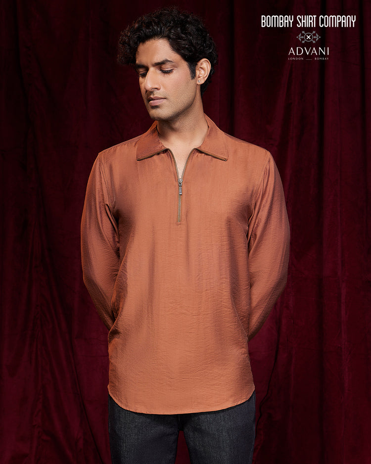 BSC x ALB | Solstice High-Neck Zipper Shirt - Brown