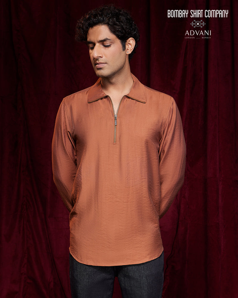 BSC x ALB | Solstice High-Neck Zipper Shirt - Brown