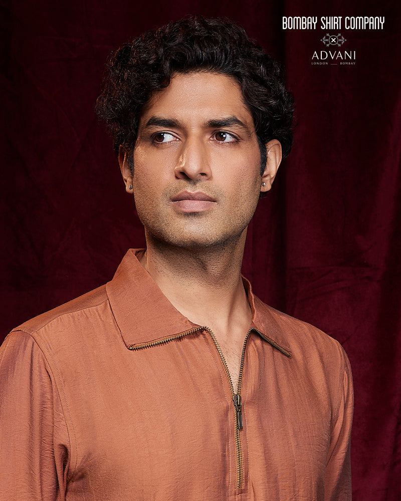 BSC x ALB | Solstice High-Neck Zipper Shirt - Brown