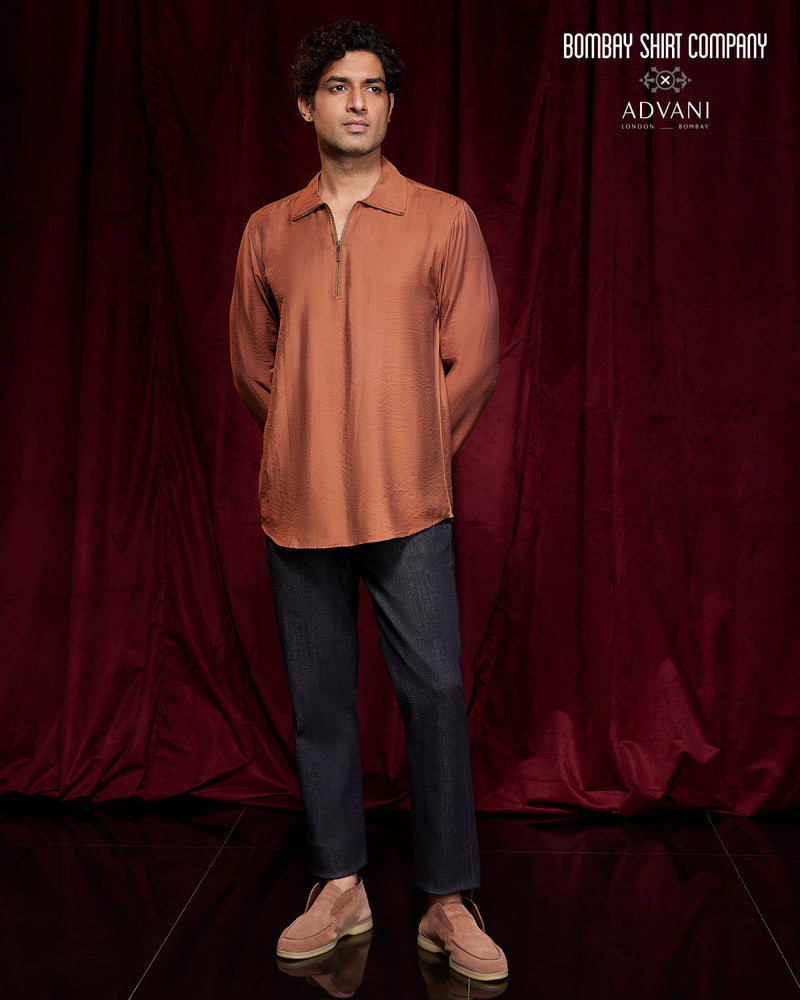 BSC x ALB | Solstice High-Neck Zipper Shirt - Brown