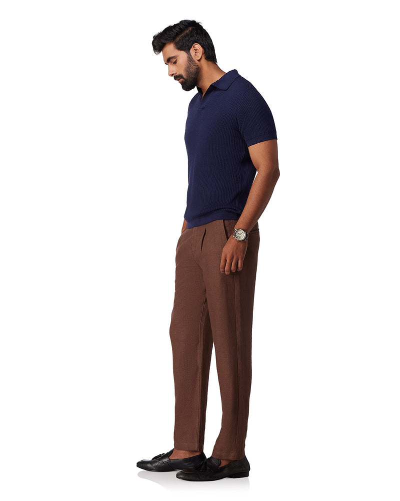 Signature Flat Knit Johnny Polo T-Shirt - Navy