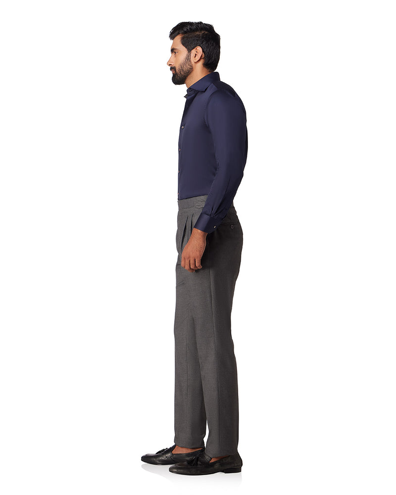 Navy Giza Cotton Satin Shirt