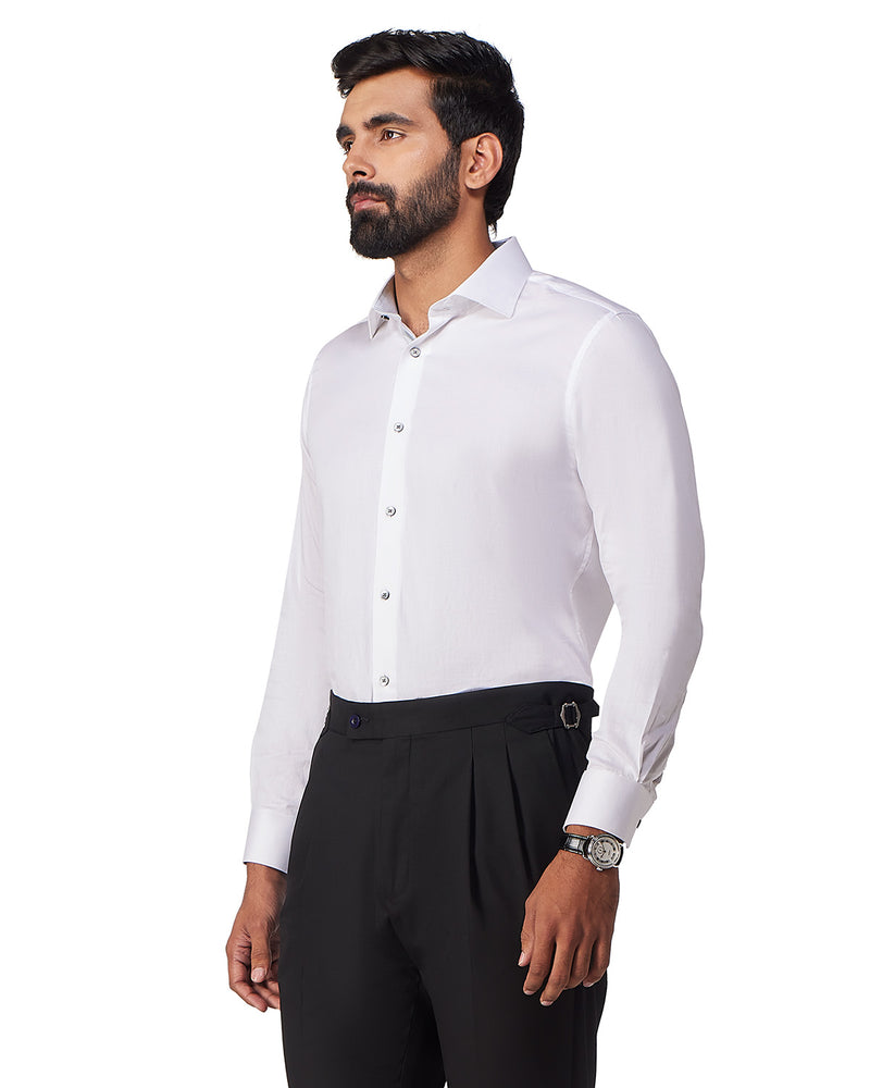 White Giza Cotton Satin Shirt