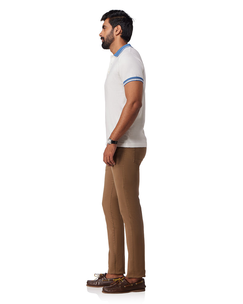 Signature Flat Knit Button Polo T-Shirt - White