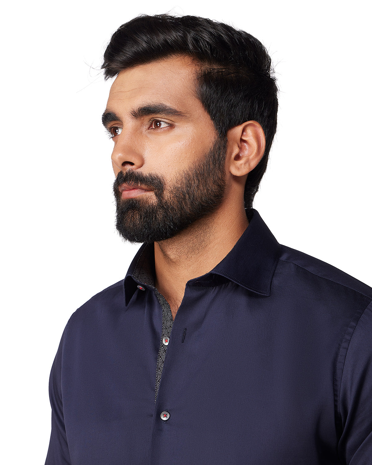 Navy Giza Cotton Satin Shirt