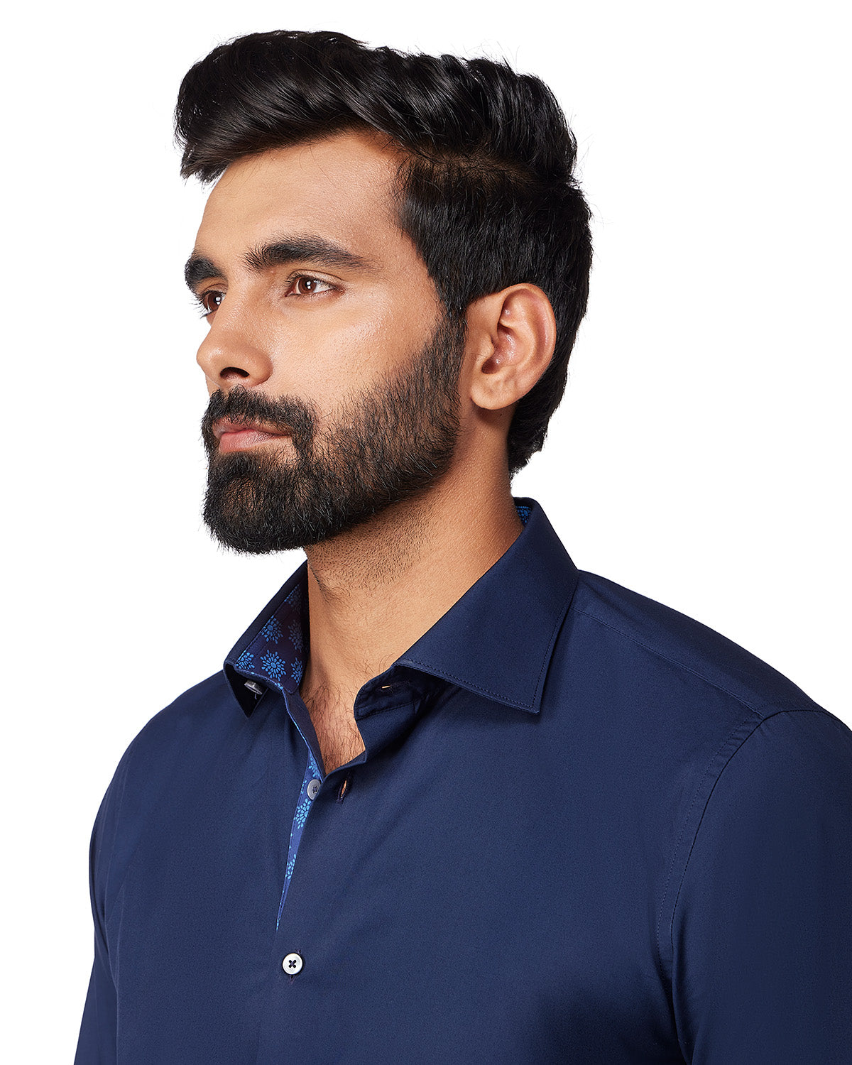 Navy Contrast Poplin Shirt