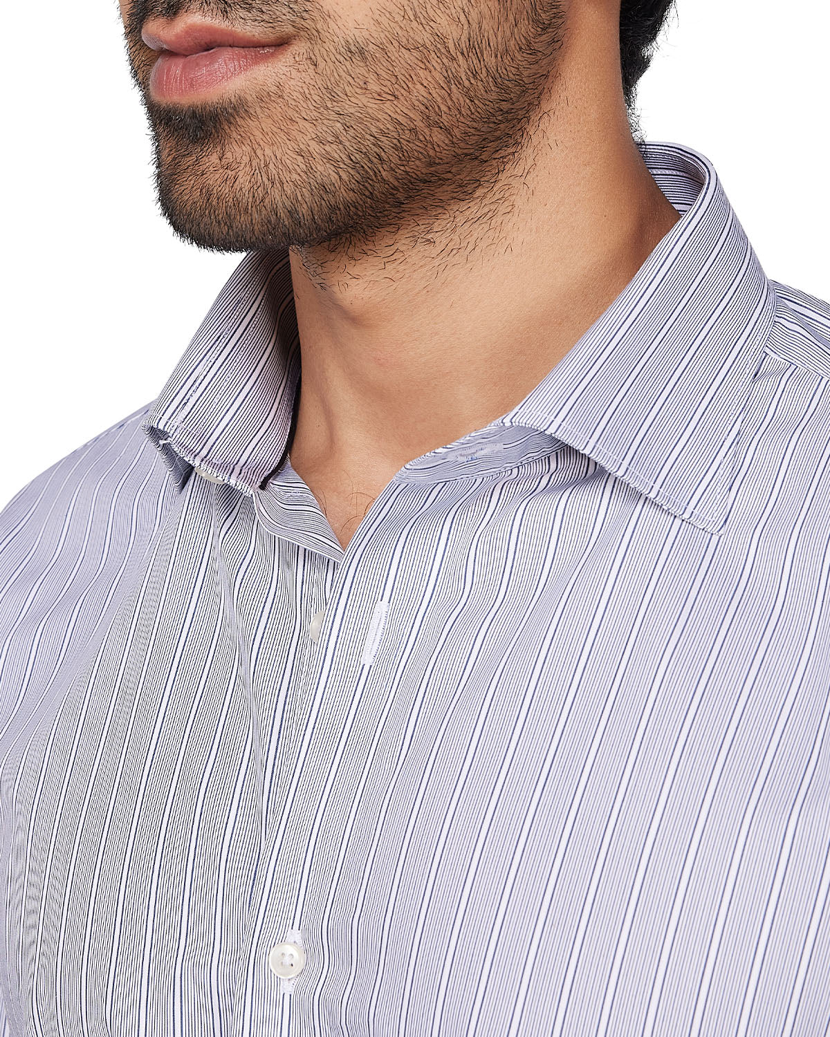 Blue & White Poplin Striped Shirt