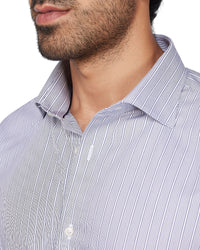 Blue & White Poplin Striped Shirt