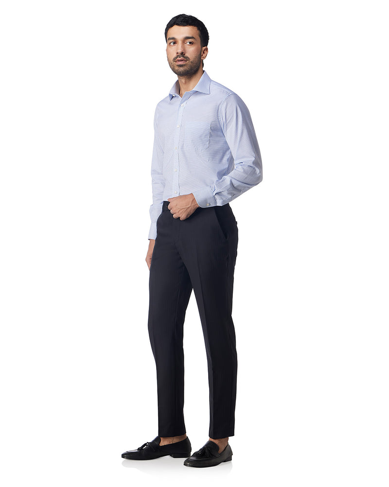 Veritas Merino Wool Herringbone Dress Pants - Black