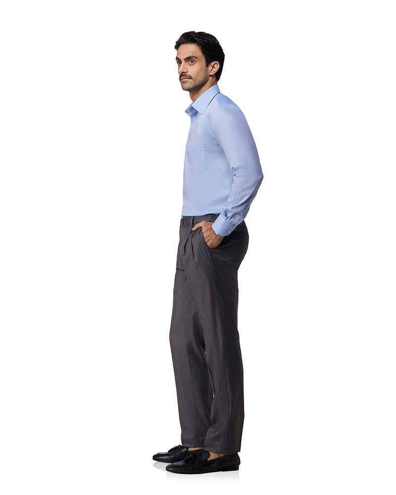 Blue Cotton Herringbone Shirt