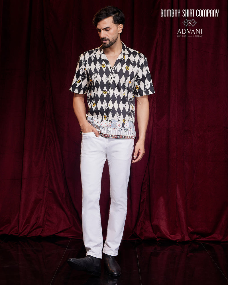 Black & White Casino Printed Shirt