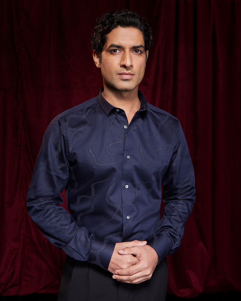 BSC x ALB | Boulevard Jacquard Shirt - Navy