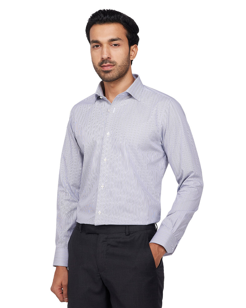 Blue & White Poplin Striped Shirt