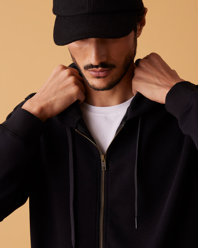 Luxe Journey Zipper Hoodie - Black